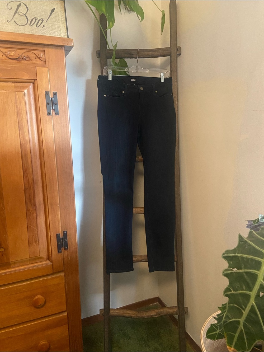 PAIGE Dark Blue Straight Leg Jeans